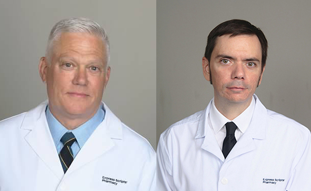 Express Scripts Pharmacists, Jay Belcher and Robert Sardon smiling.